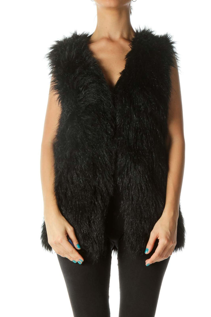 Black Faux Fur Vest