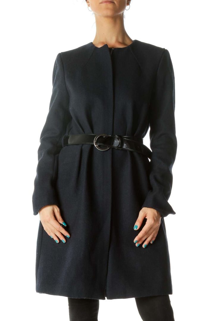 Navy Padded Coat with Belt