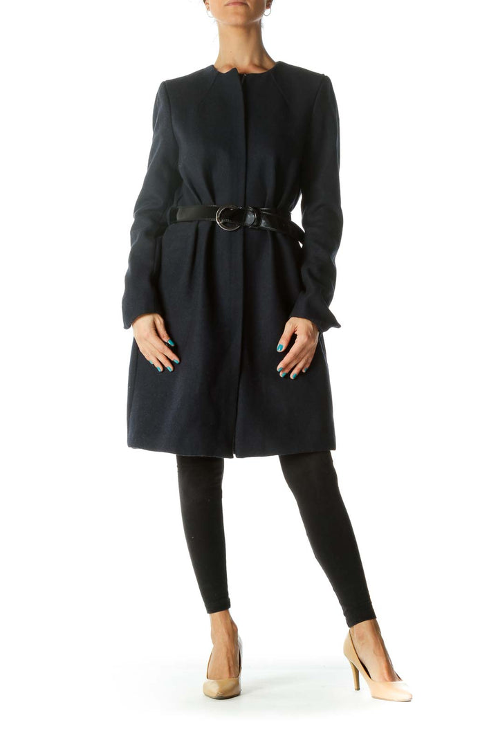 Navy Padded Coat with Belt