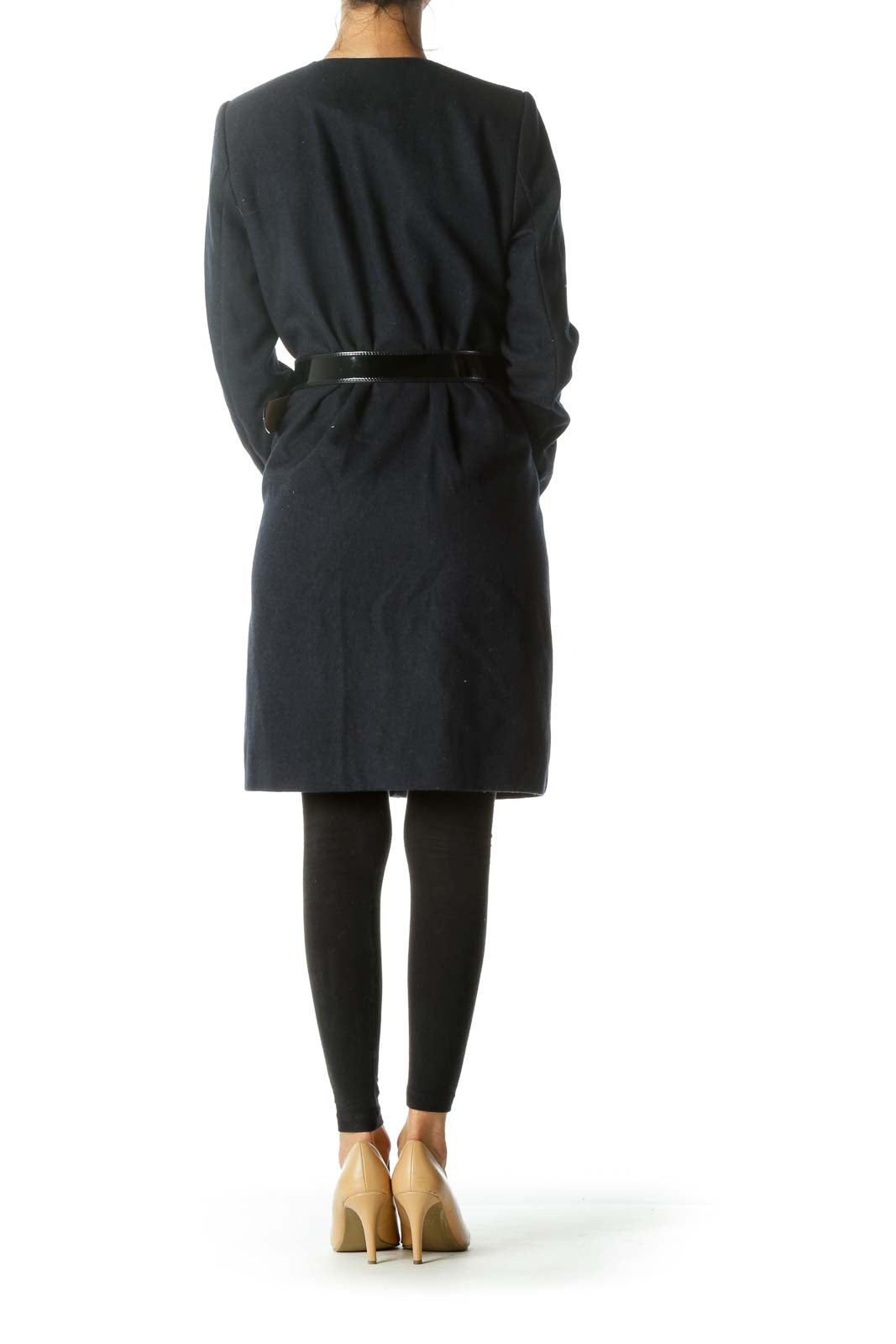 Navy Padded Coat with Belt