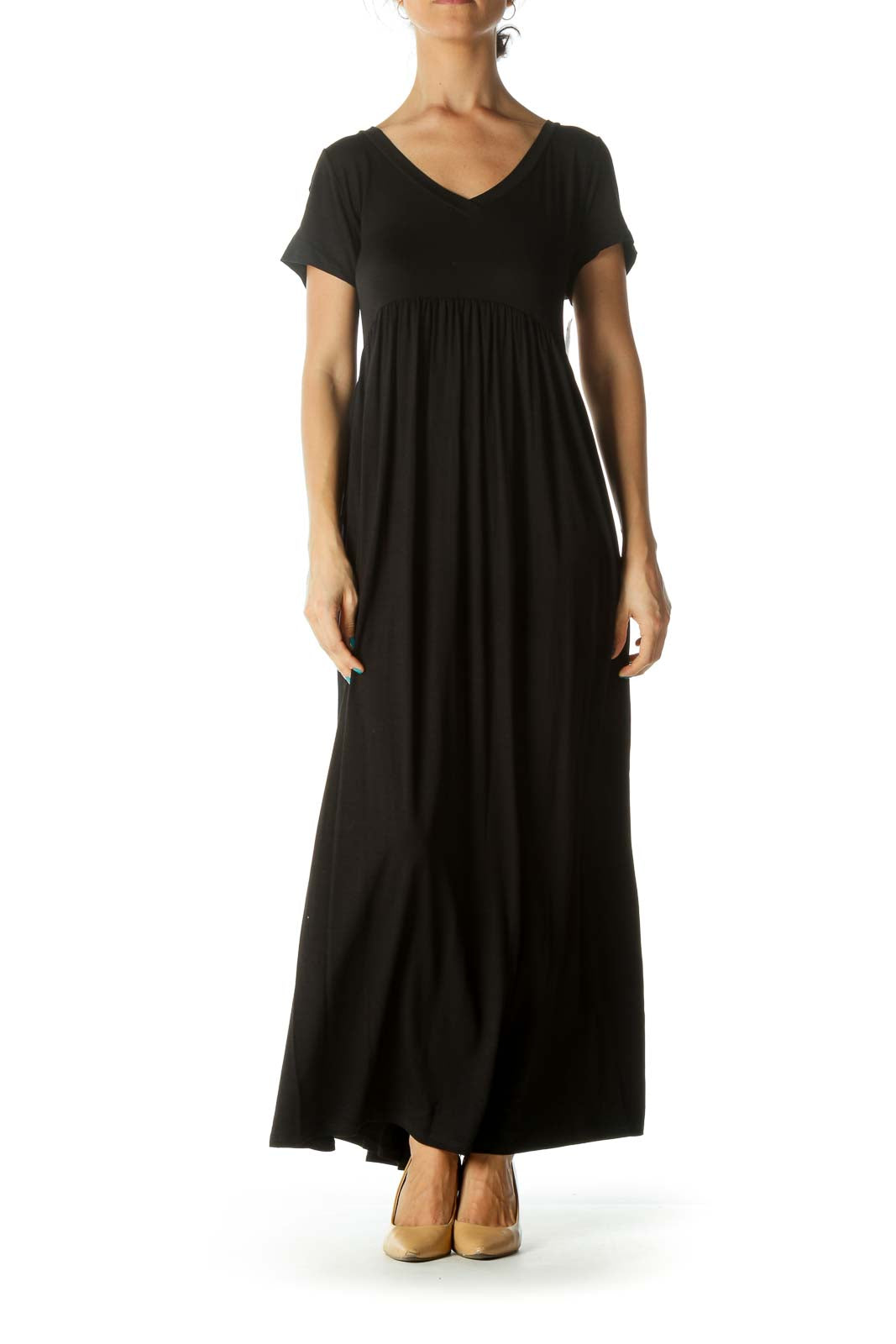 Black V-Neck Maxi Dress