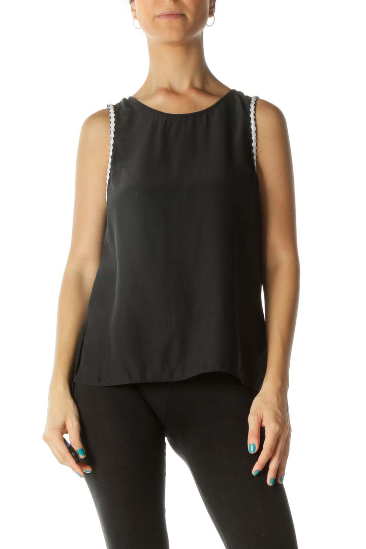 Black Open-Back Sleeveless Blouse