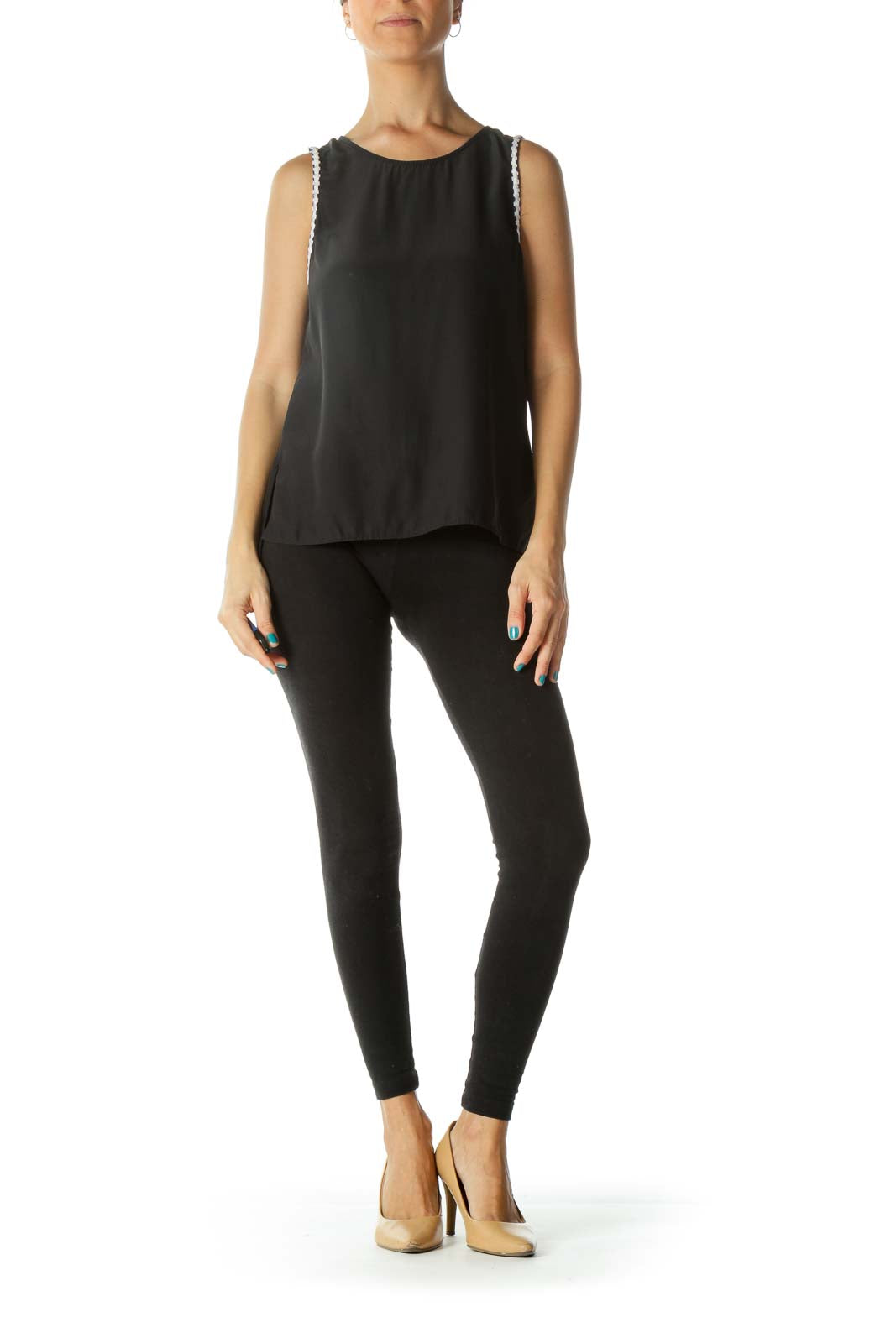 Black Open-Back Sleeveless Blouse