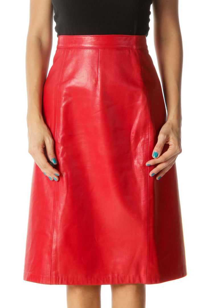 Red Leather Pencil Skirt