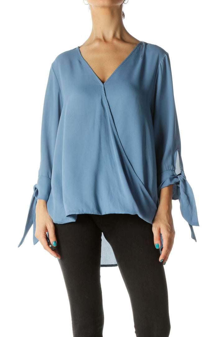 Blue V-Neck Blouse