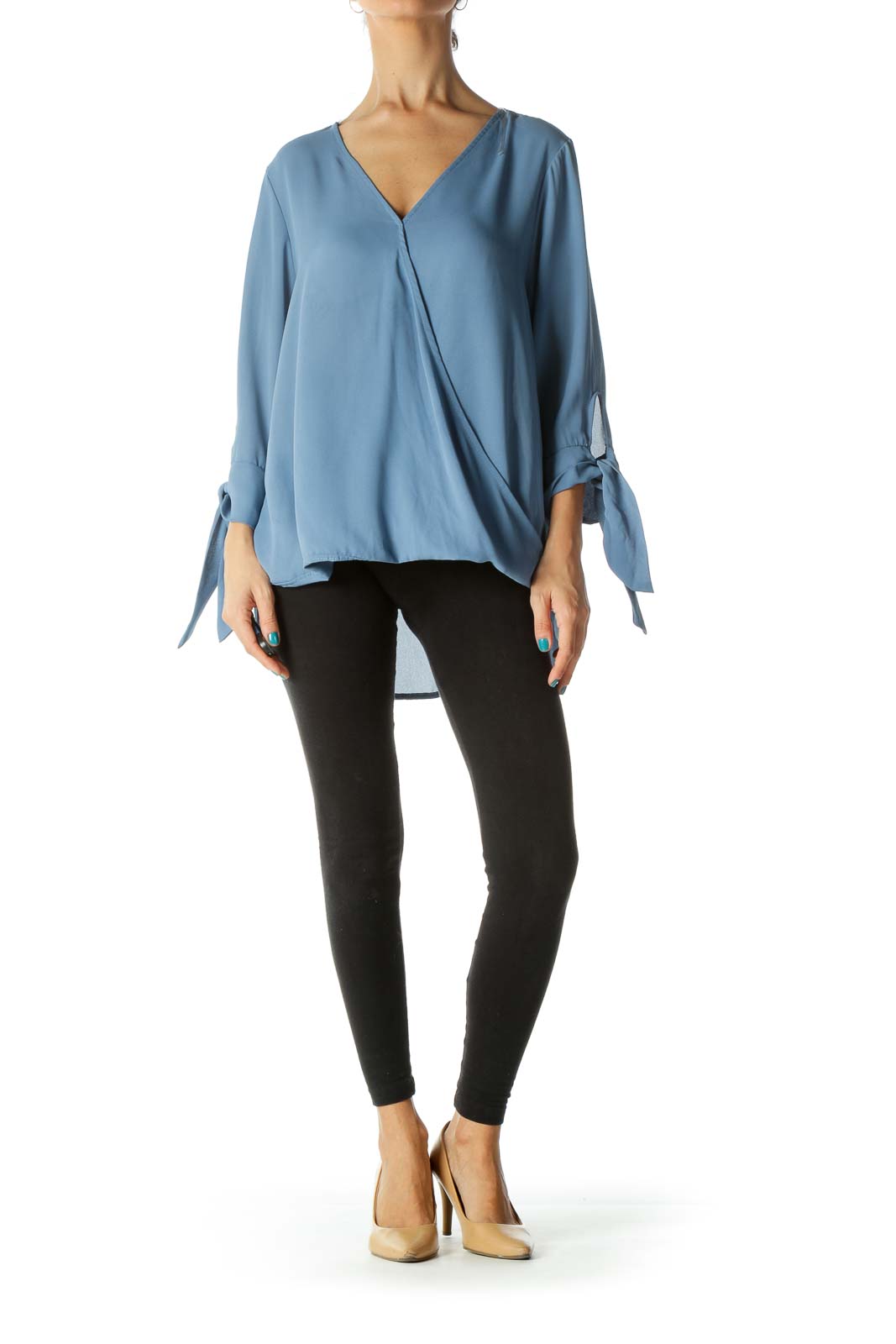 Blue V-Neck Blouse