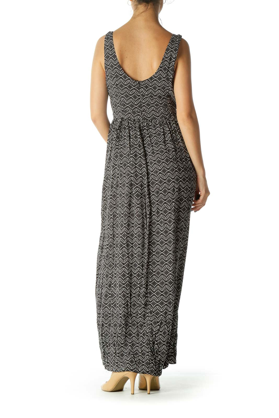 Black and White Print Cut-out Maxi Dress