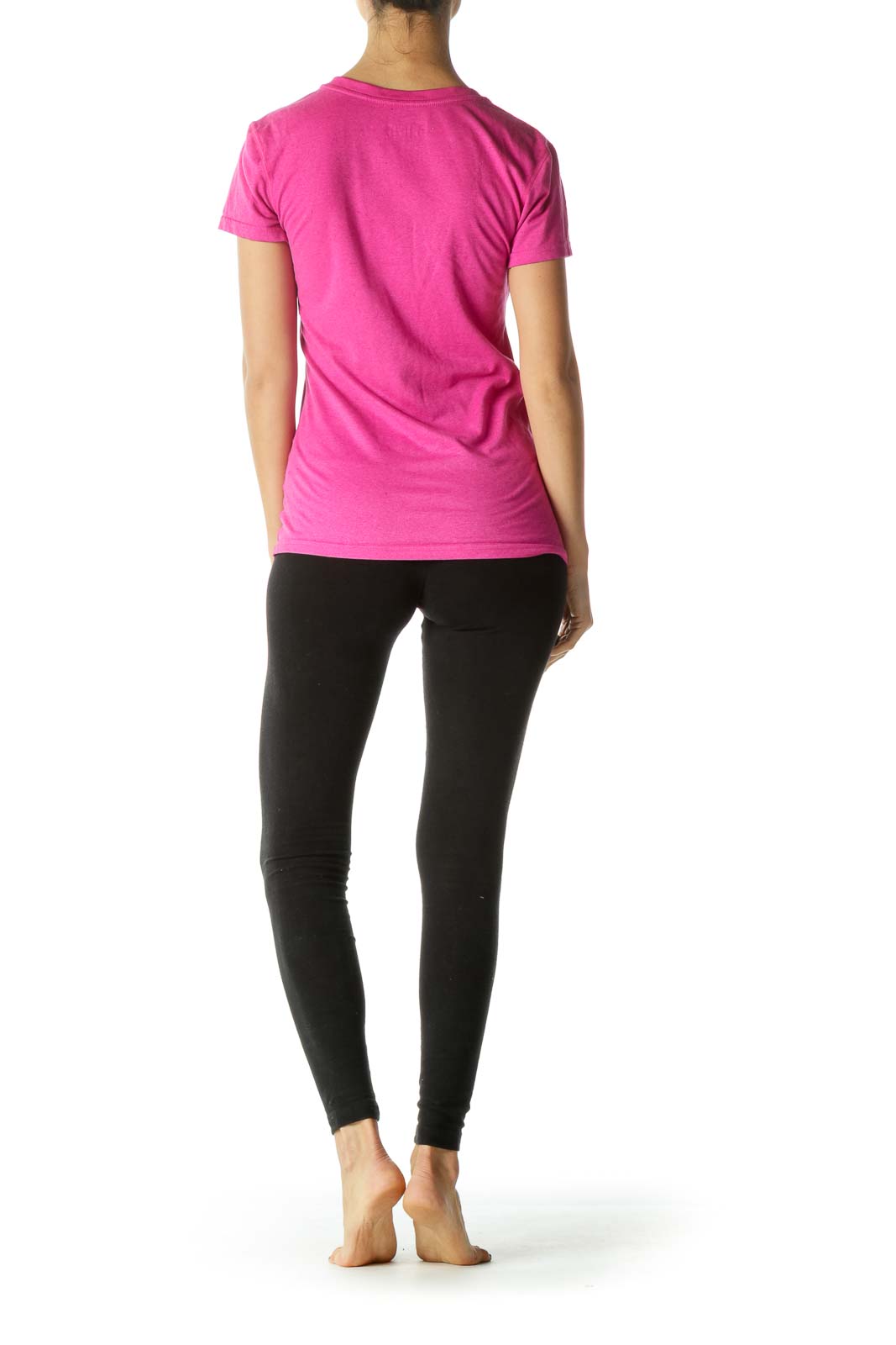 Pink V-neck Sports Top