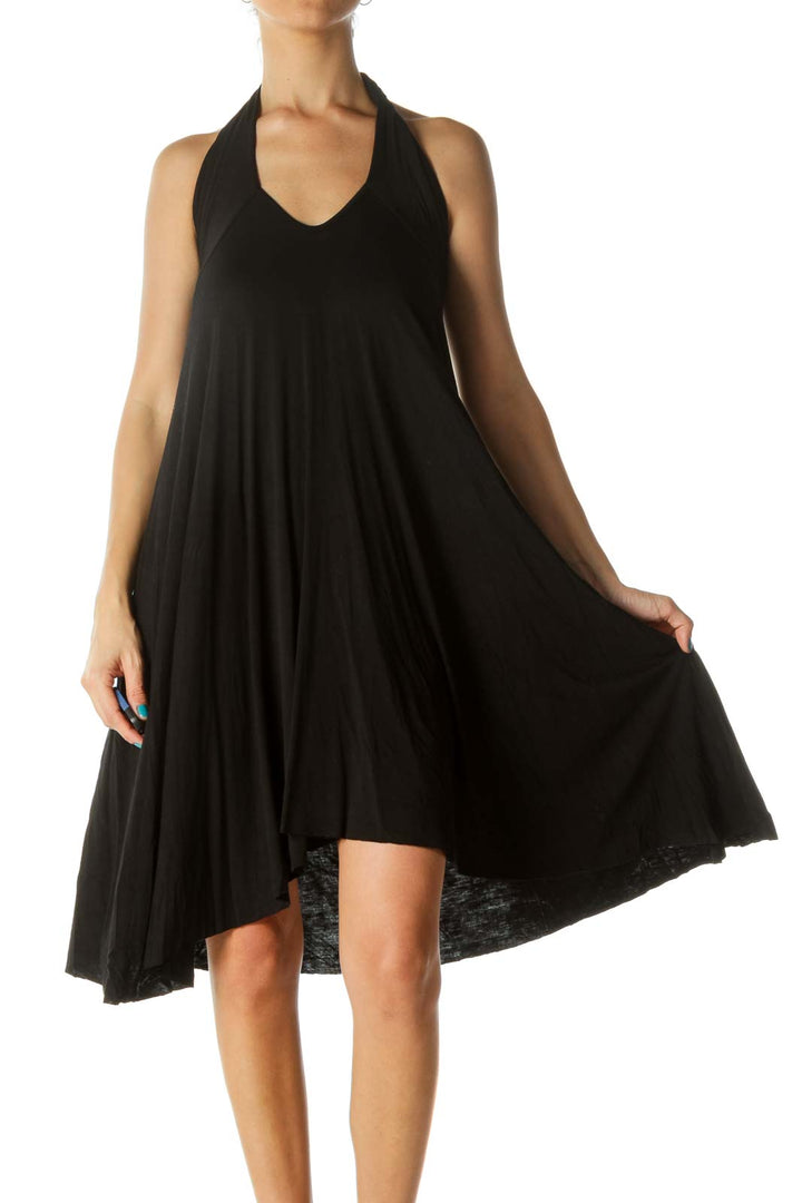 Black Stretch Flared Dress