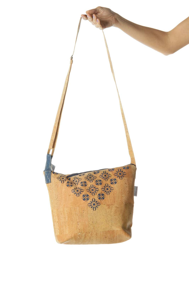 Blue and Brown Denim Cork Messenger