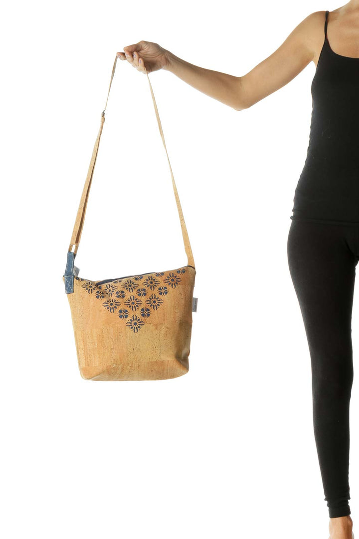 Blue and Brown Denim Cork Messenger