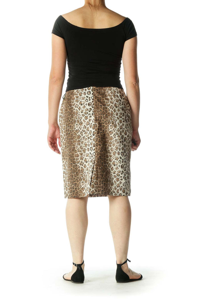 Brown Leopard Pencil Skirt