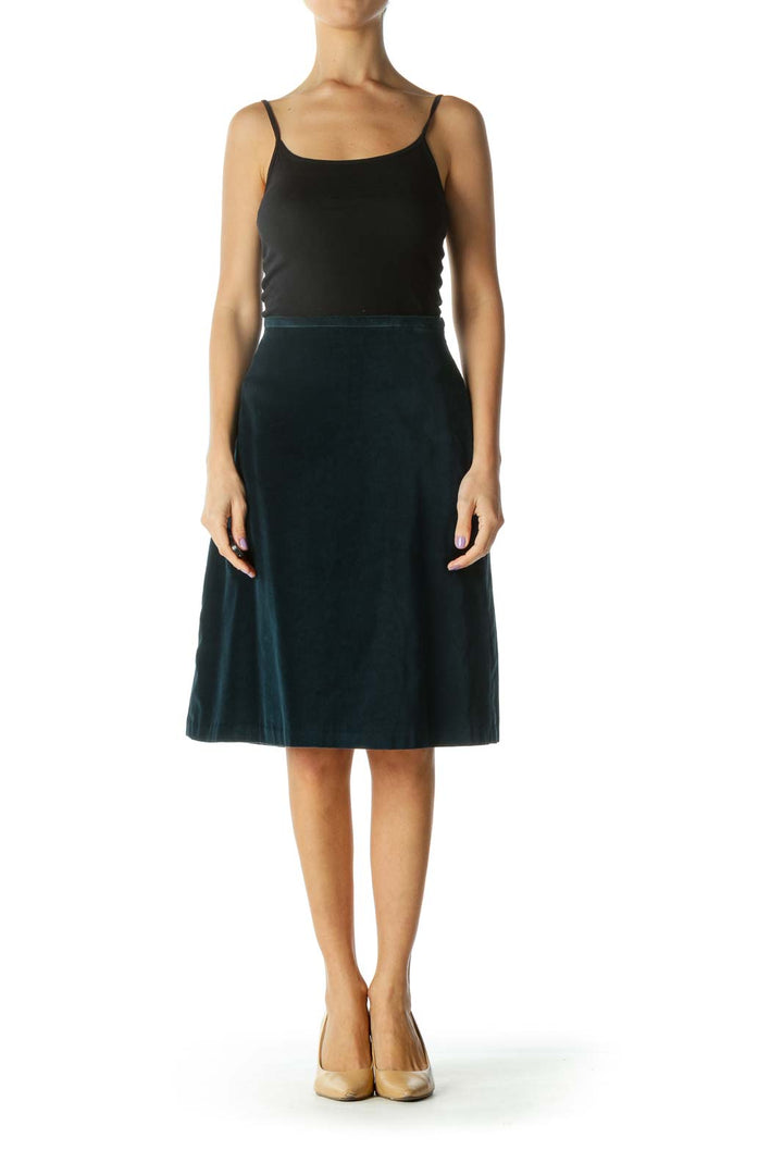 Blue Velvet Pencil Skirt