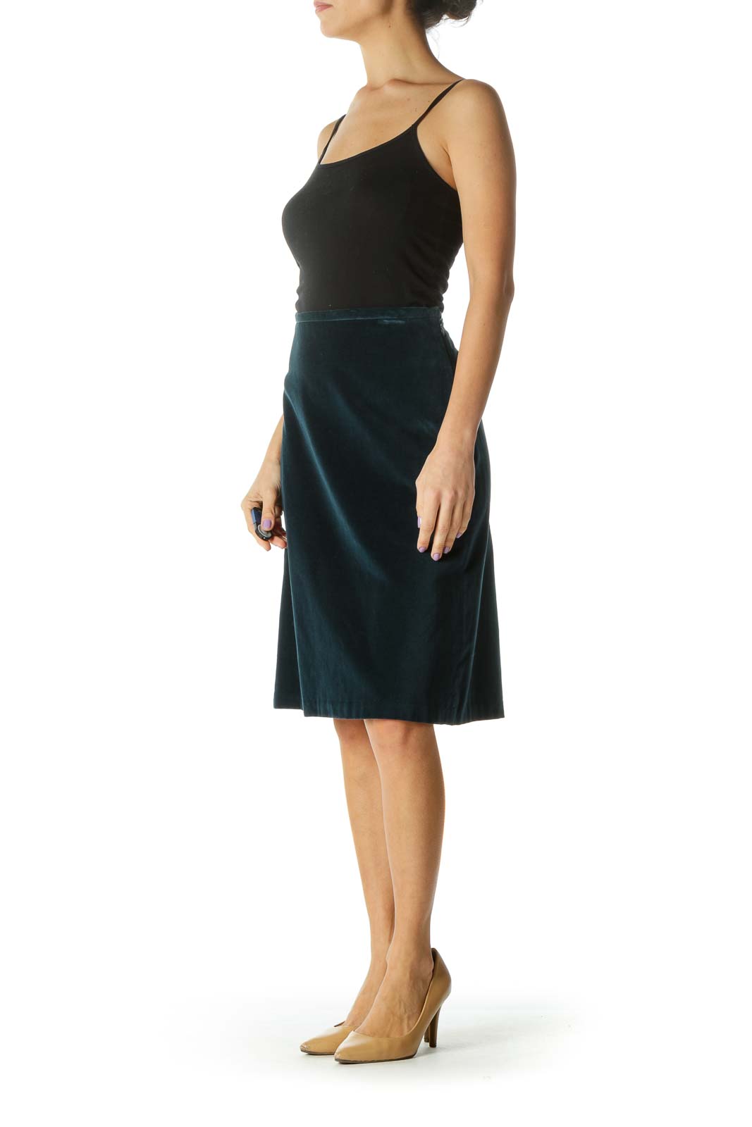 Blue Velvet Pencil Skirt