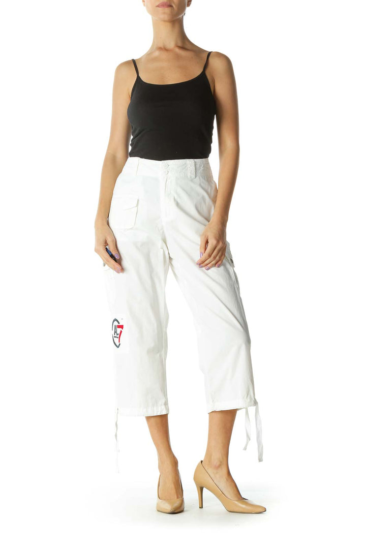 White Capri Cargo Pants