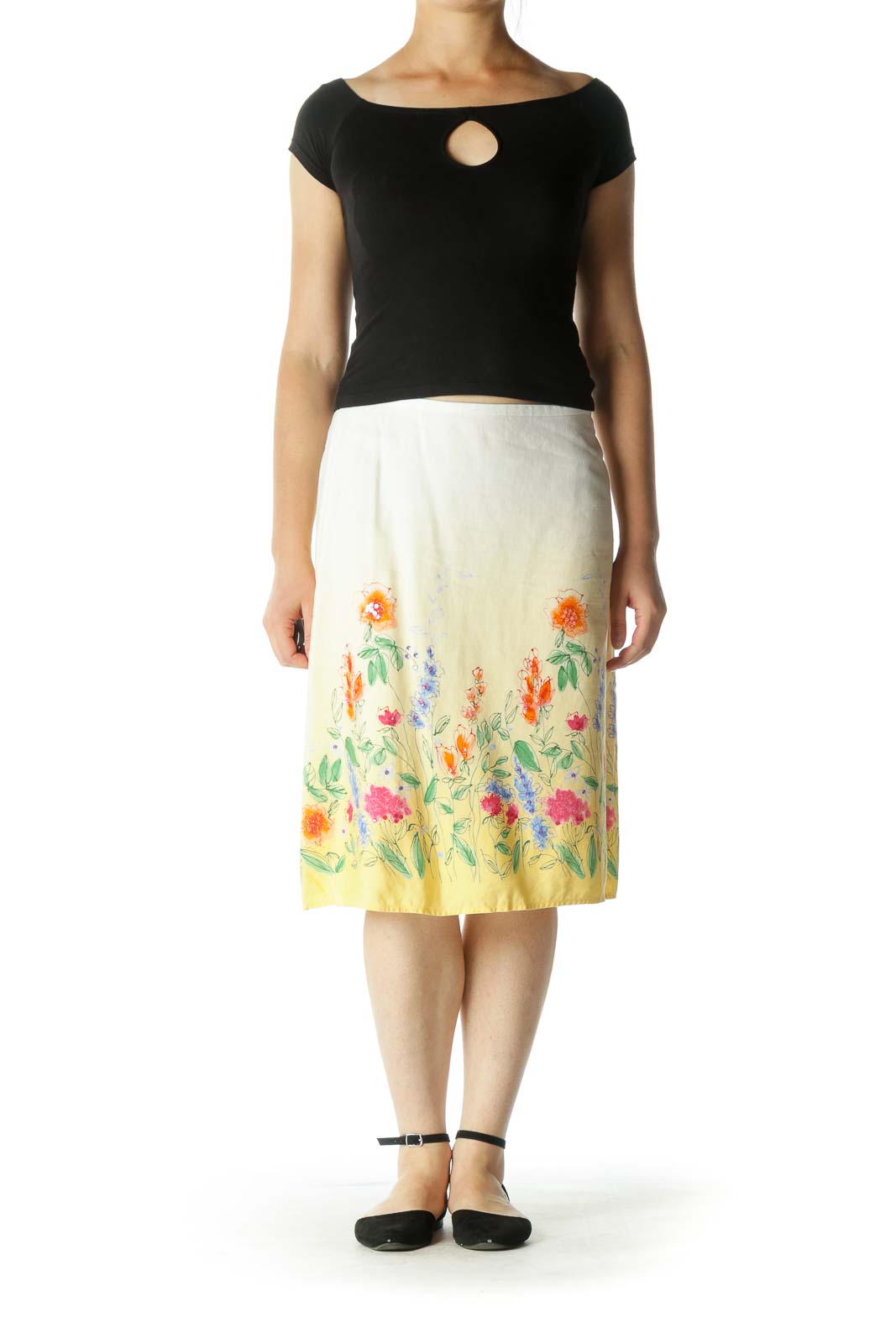 Yellow Ombre Floral Skirt