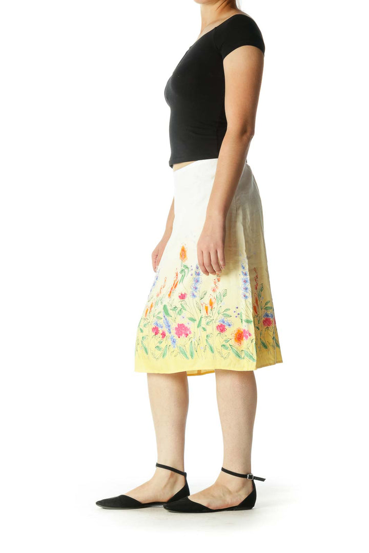 Yellow Ombre Floral Skirt