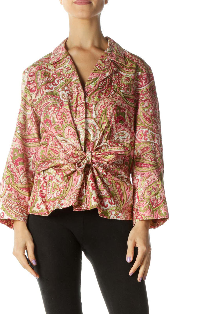 Pink and Green Paisley Button Down Shirt