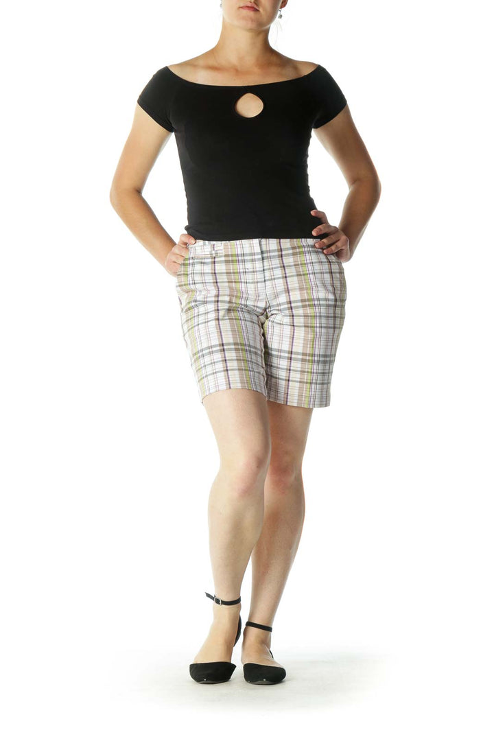 Brown Multicolor Plaid Shorts