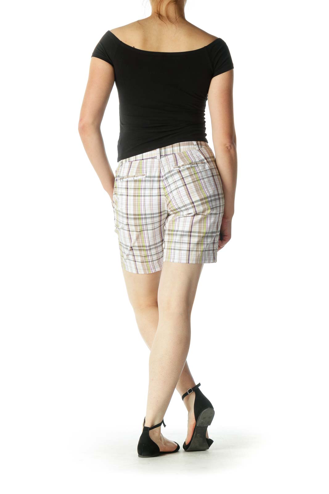 Brown Multicolor Plaid Shorts