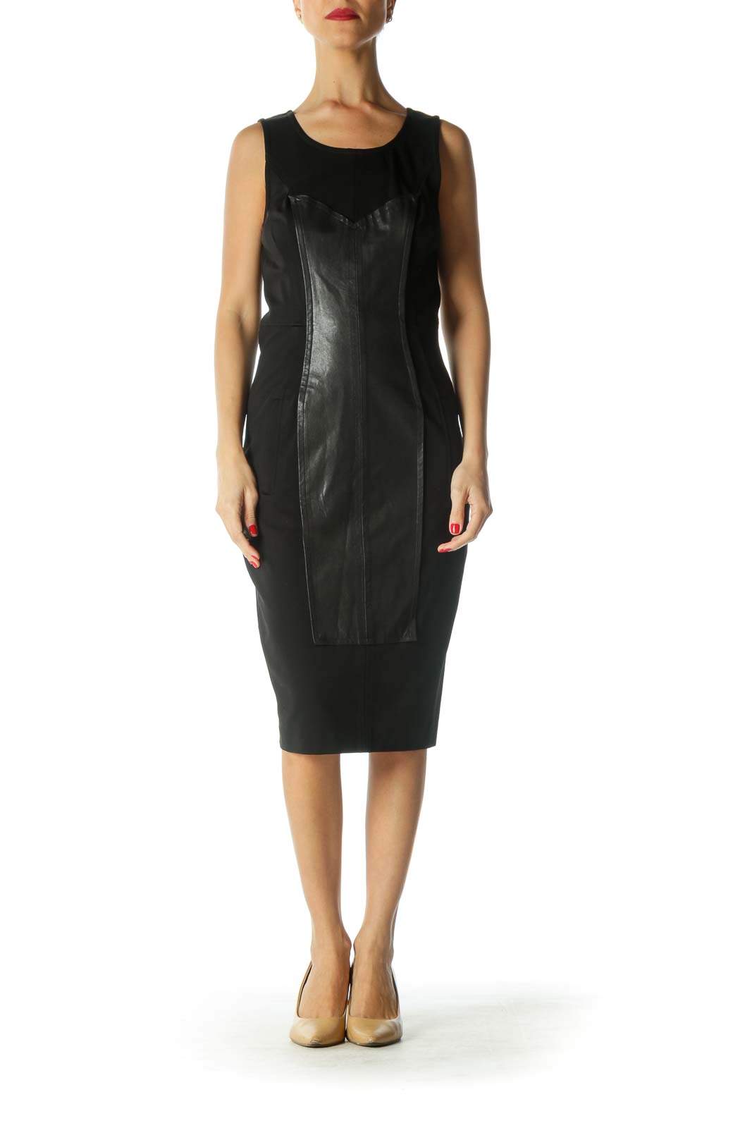 Black Leather Panel Dress