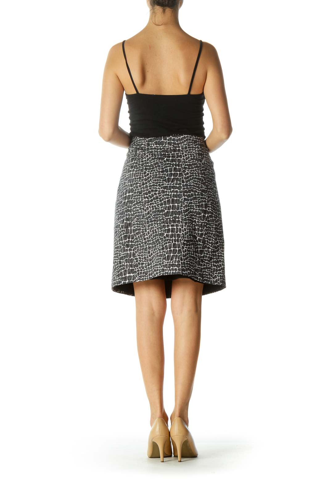 Black White Pattern A-Line SKirt