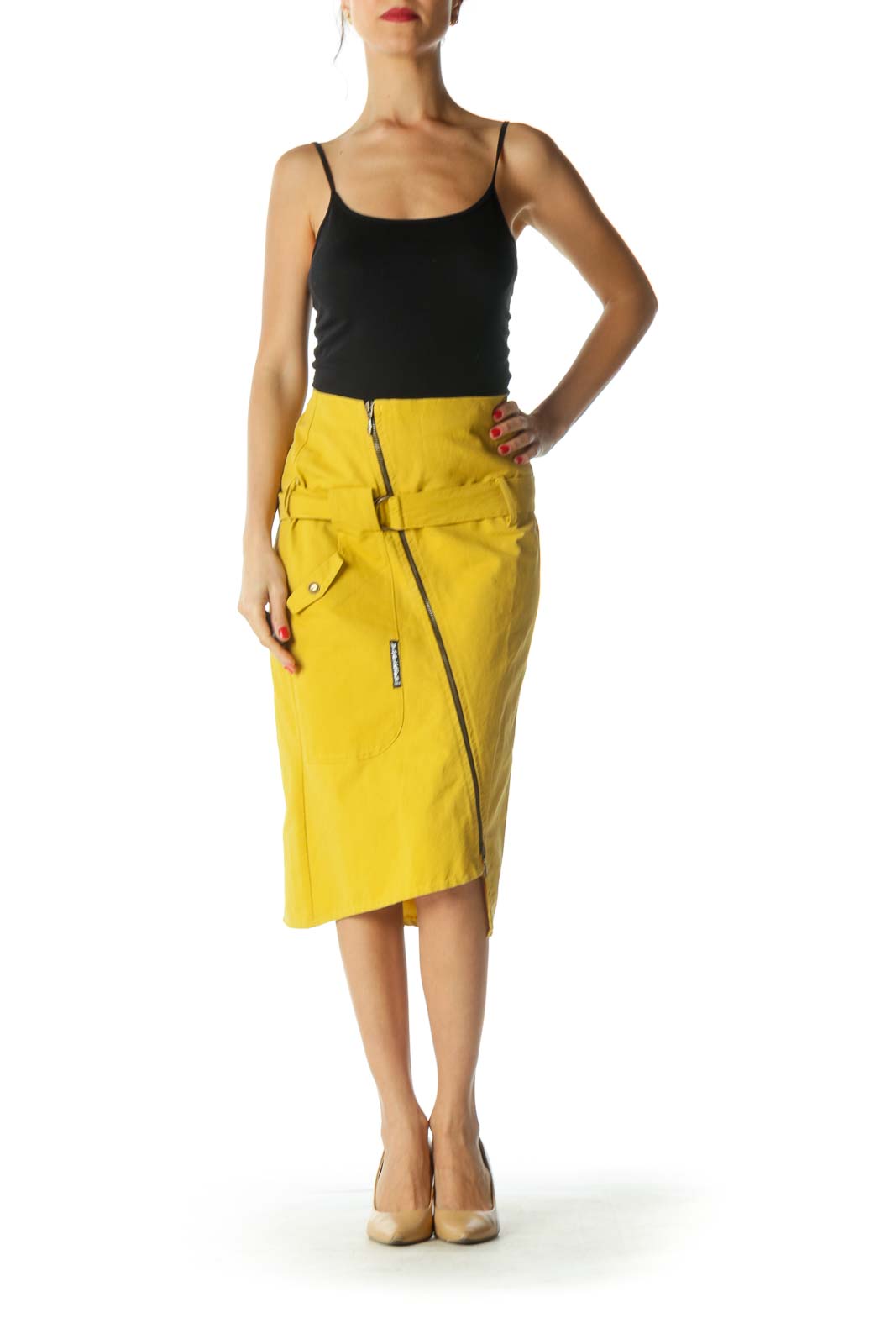 Yellow Asymmetric A-Line Skirt