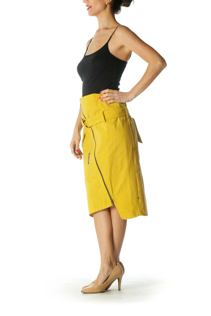 Yellow Asymmetric A-Line Skirt