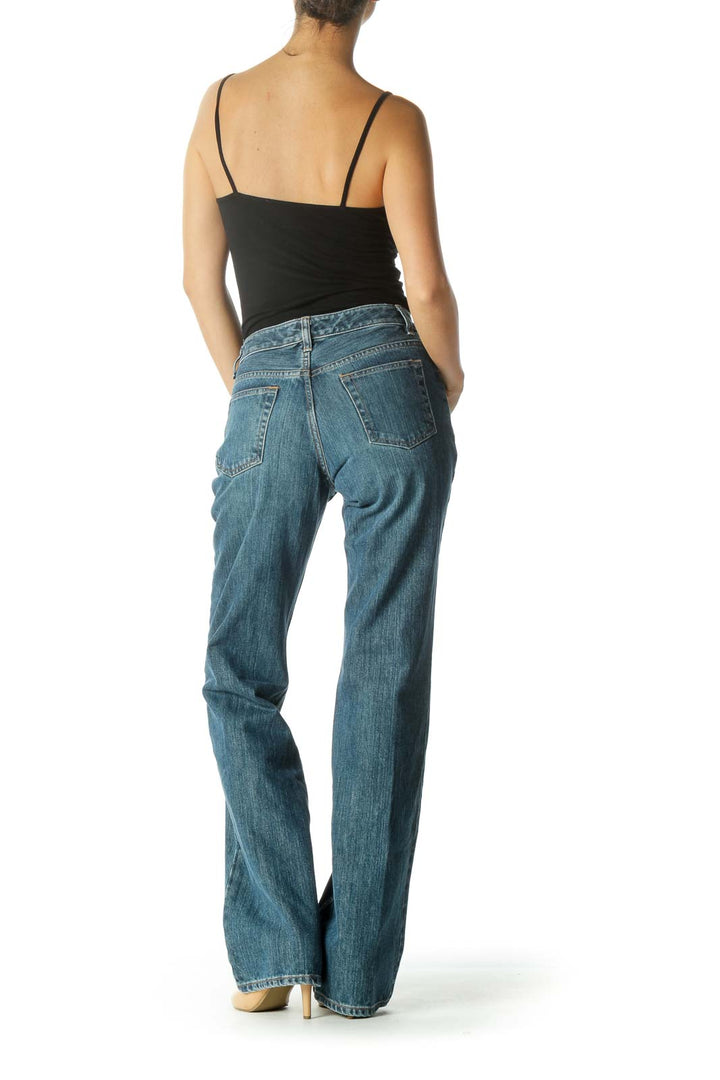 Blue Wide-Leg Denim Jeans