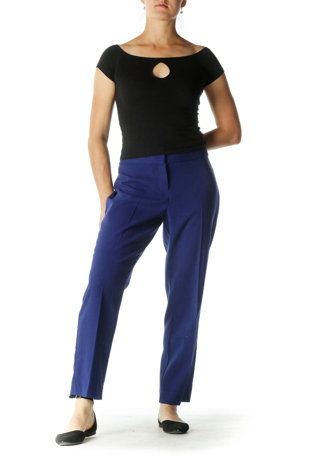 Blue Curvy Tapered Pants