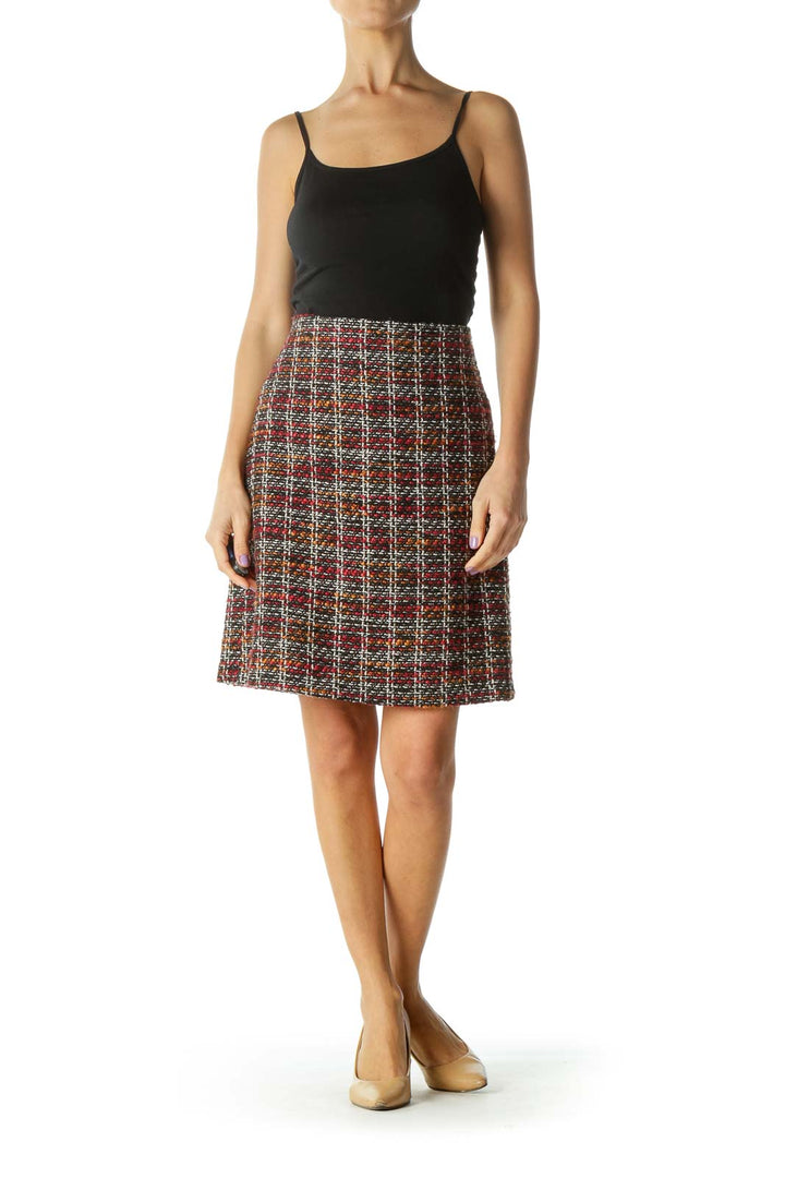 Black Red Knit Pencil Skirt