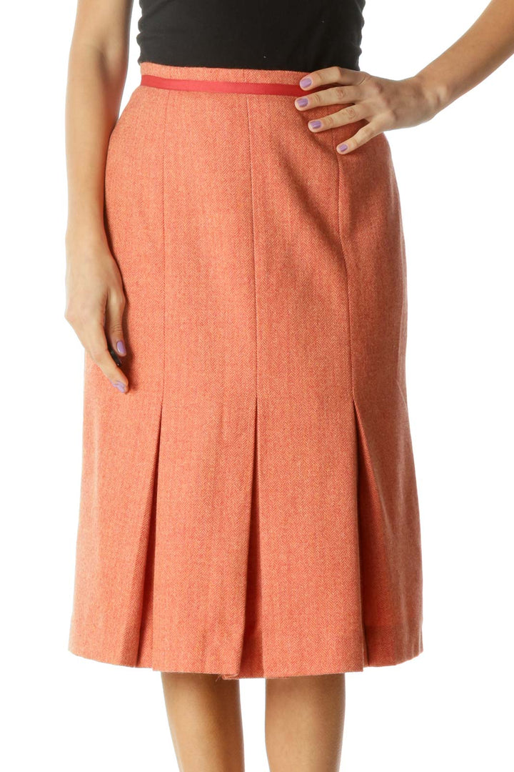 Orange Pleated Skirt