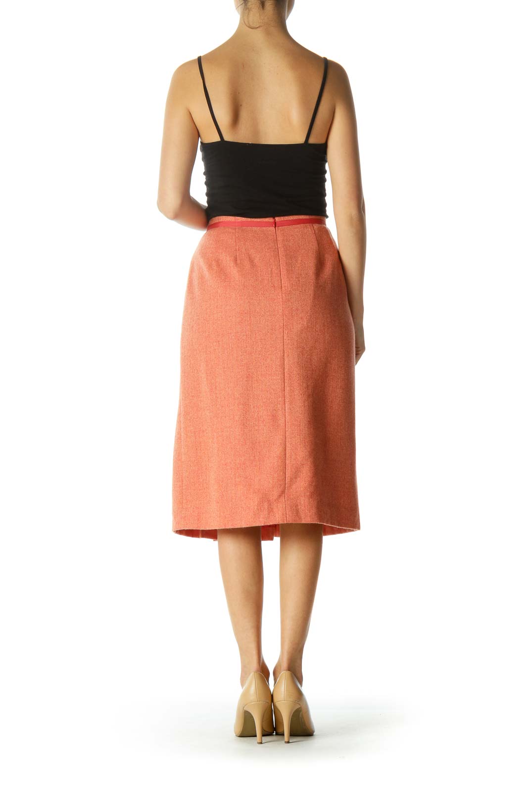 Orange Pleated Skirt