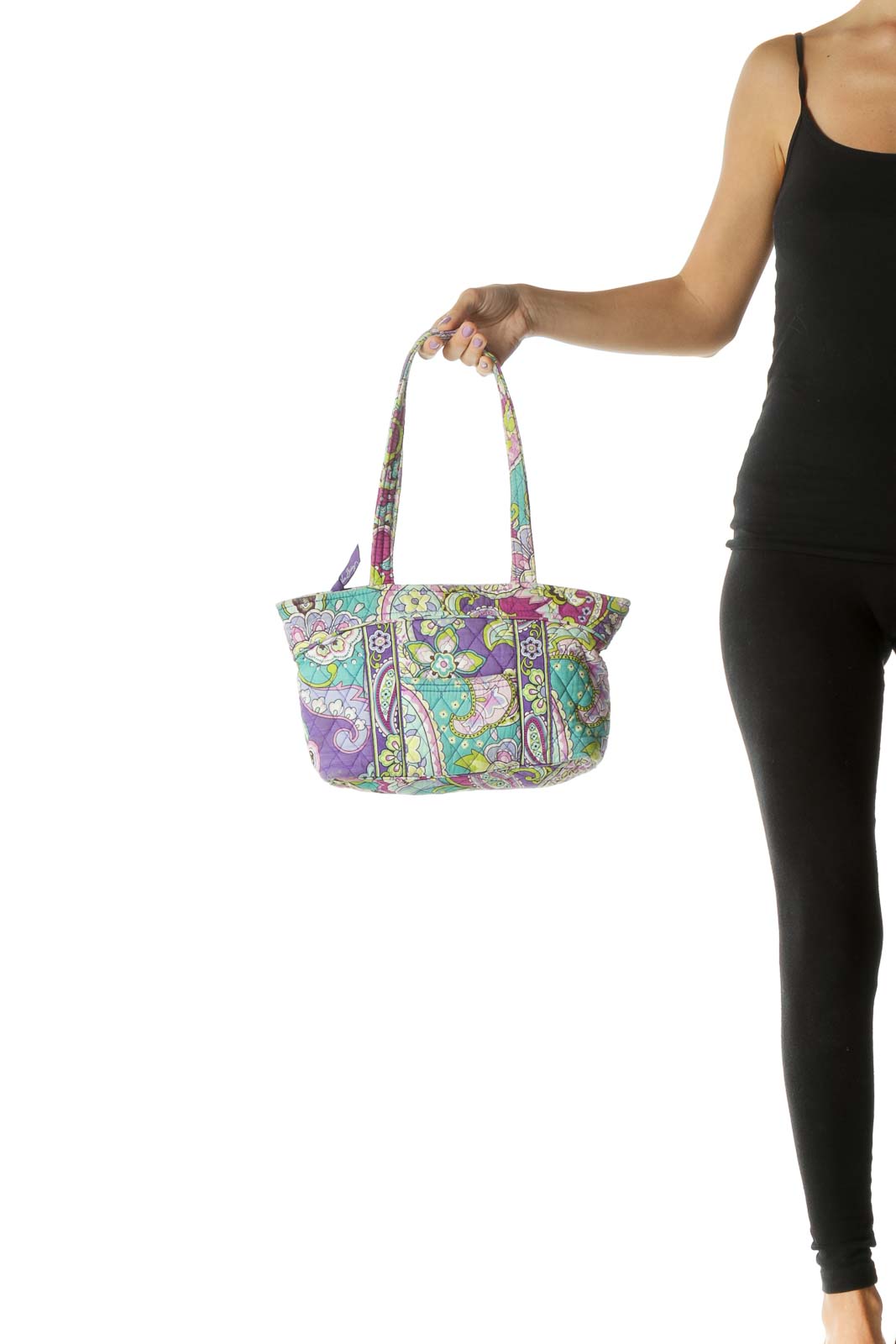 Purple Multicolor Paisley Print Quilted Shoulder Bag