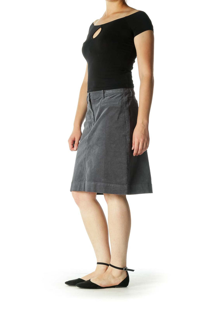 Gray Corduroy Pencil Skirt