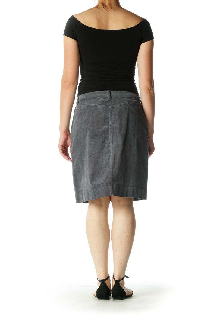 Gray Corduroy Pencil Skirt