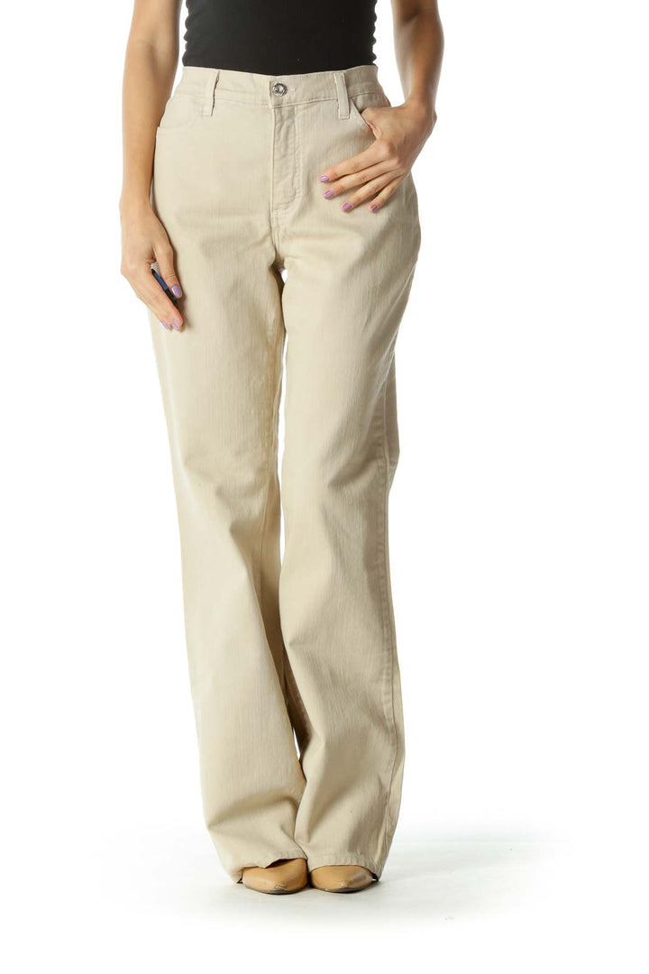 Beige Wide-Leg Pants