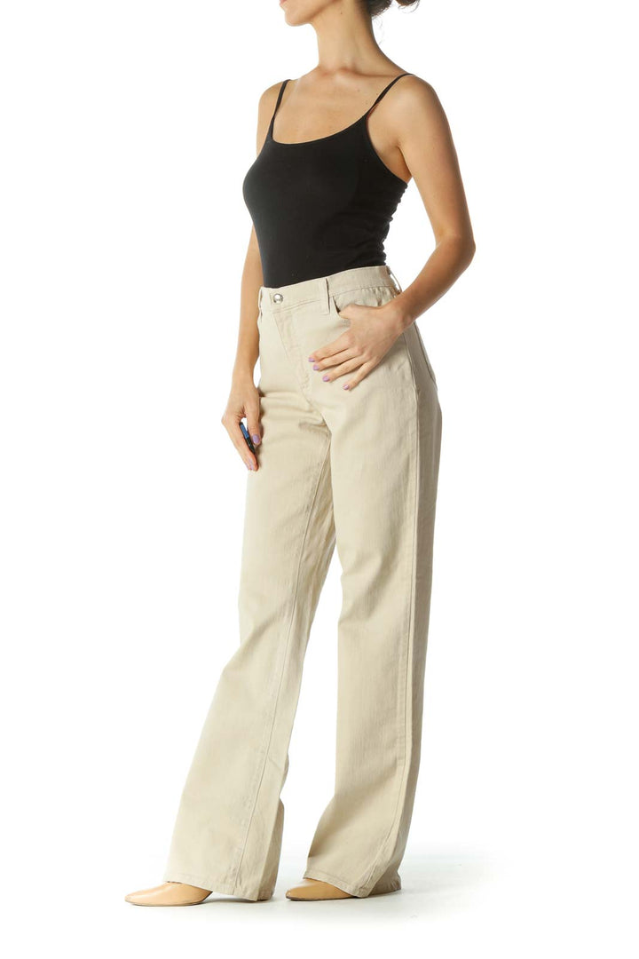 Beige Wide-Leg Pants