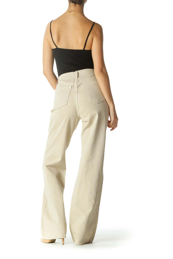 Beige Wide-Leg Pants