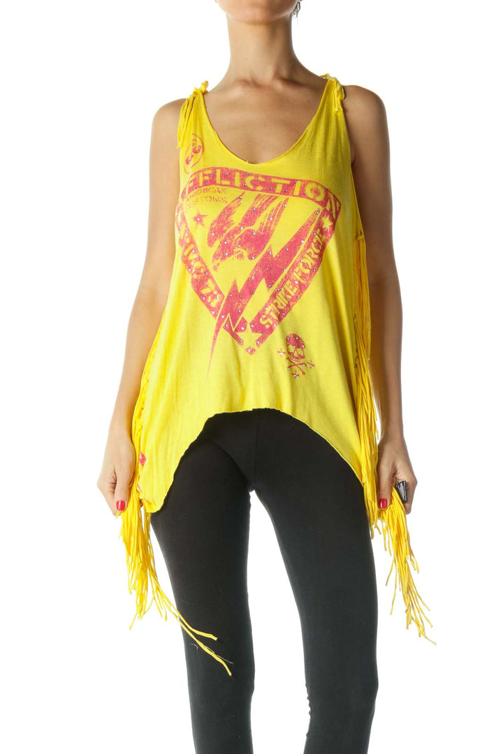 Yellow Fringe Tank Top