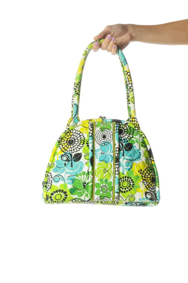 Green Multicolor Quilted Clasp Bag