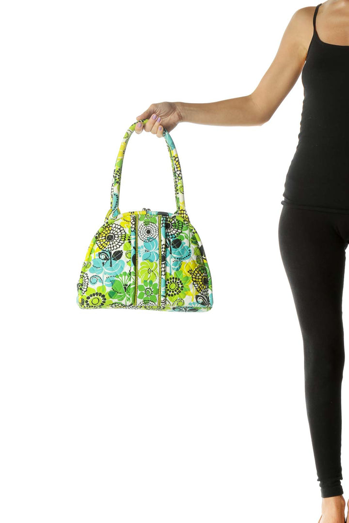 Green Multicolor Quilted Clasp Bag