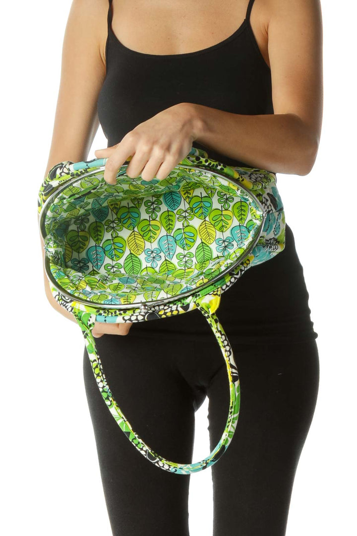 Green Multicolor Quilted Clasp Bag