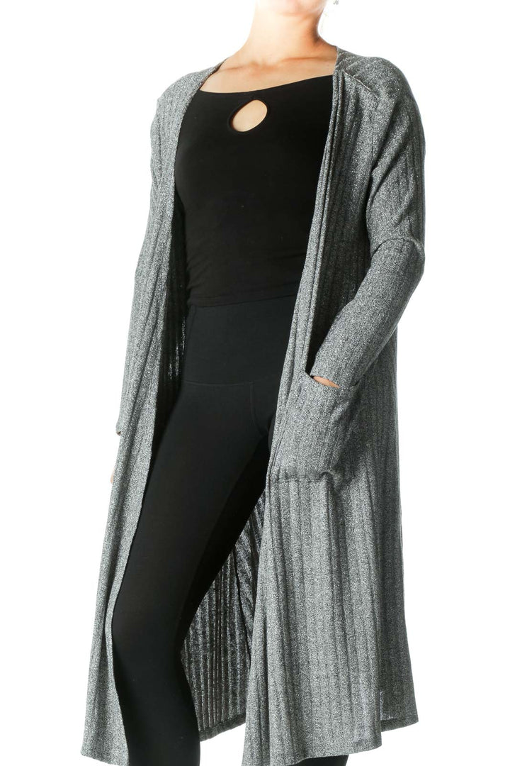 Silver Metallic Long Cardigan