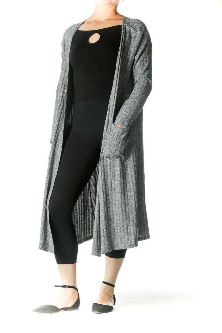 Silver Metallic Long Cardigan