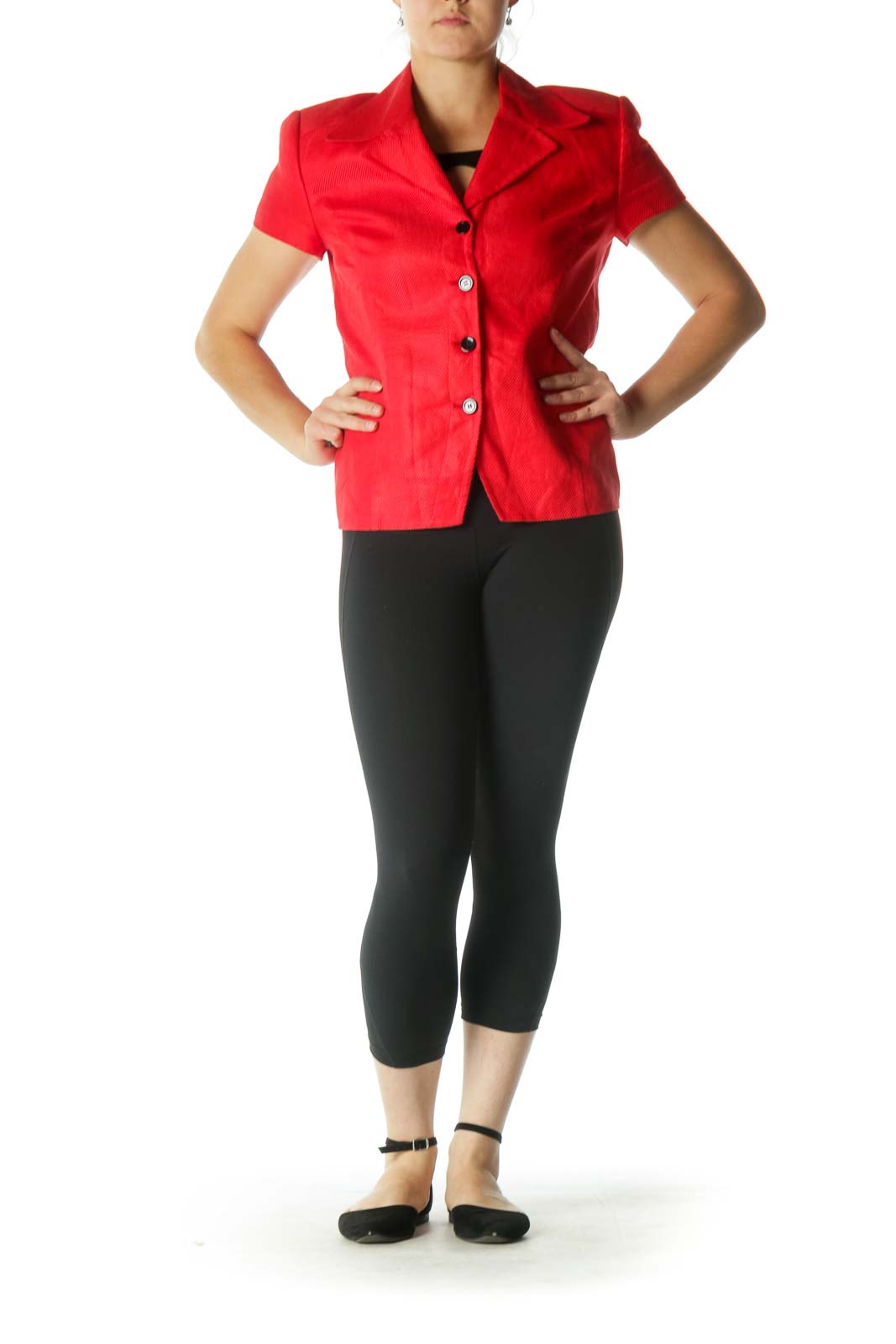 Red Short Sleeve Blazer