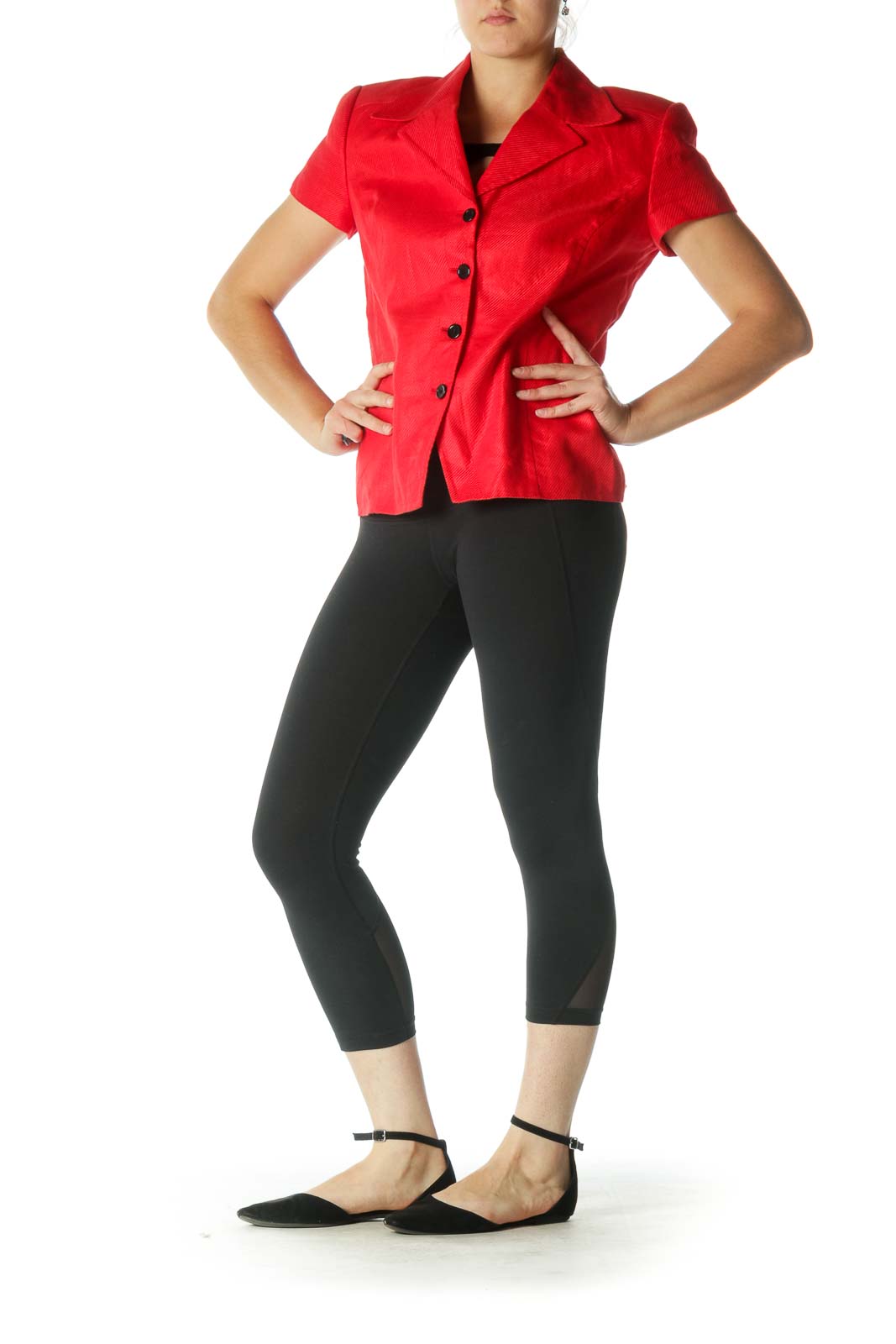 Red Short Sleeve Blazer