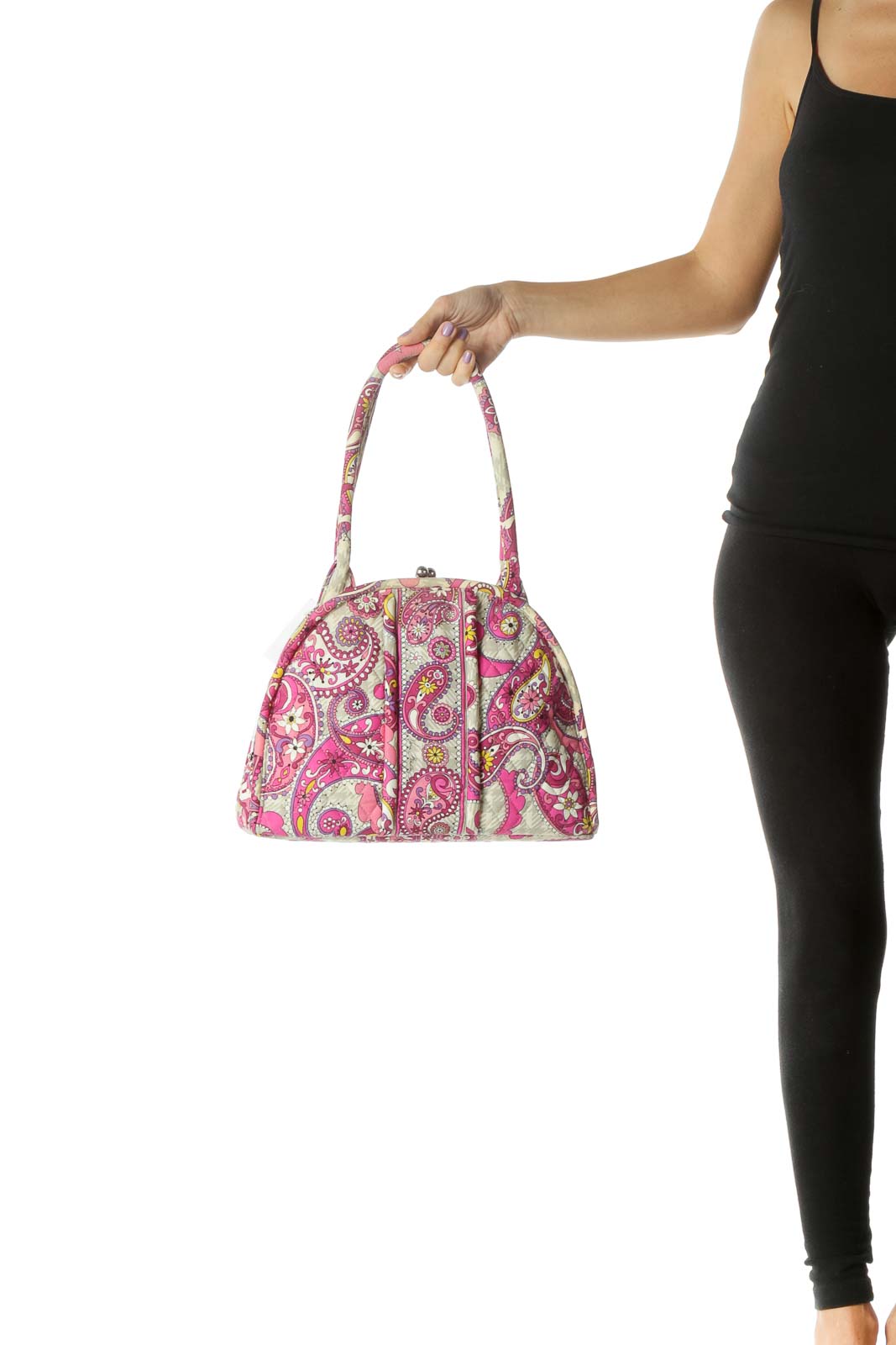 Pink Paisley Print Quilted Bag