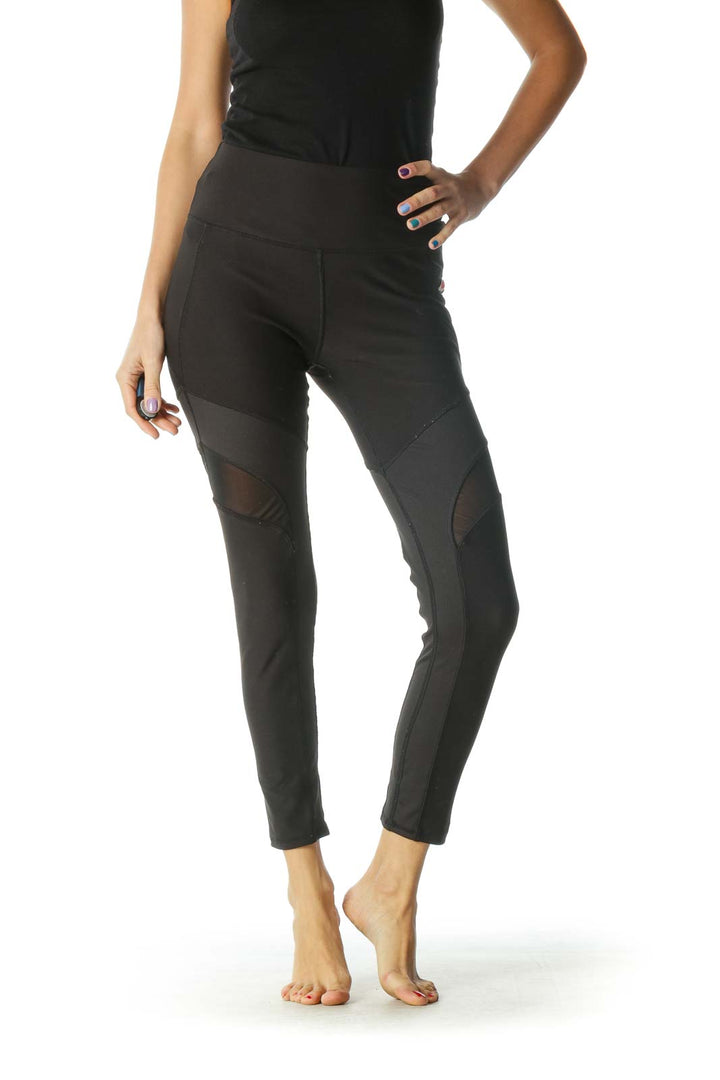 Black Mesh Paneled Leggings