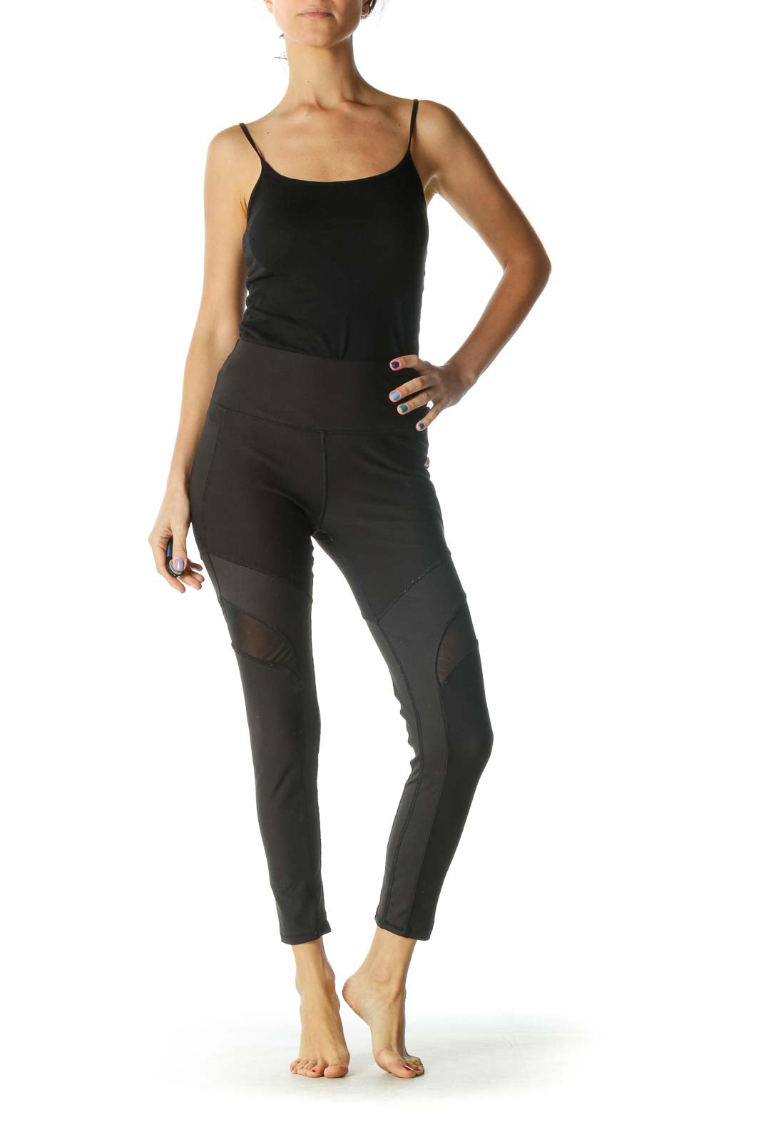 Black Mesh Paneled Leggings